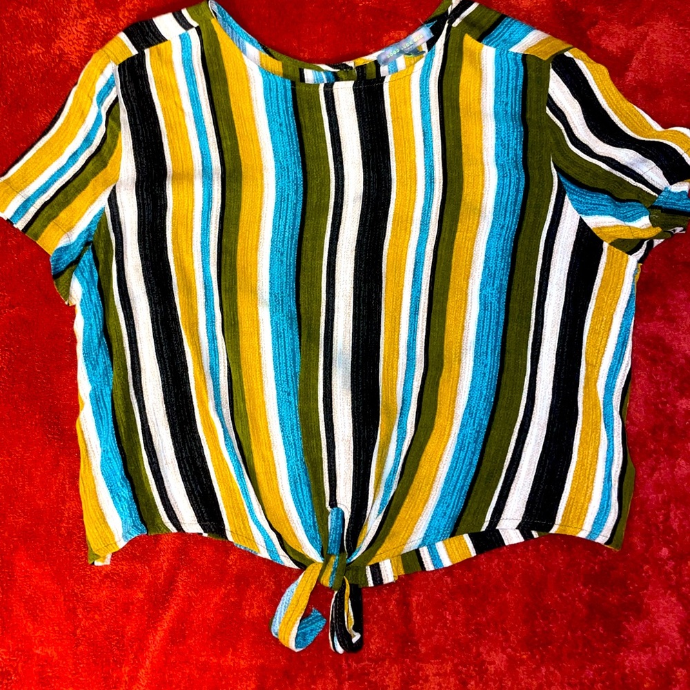 Striped Tie Front Crop Top